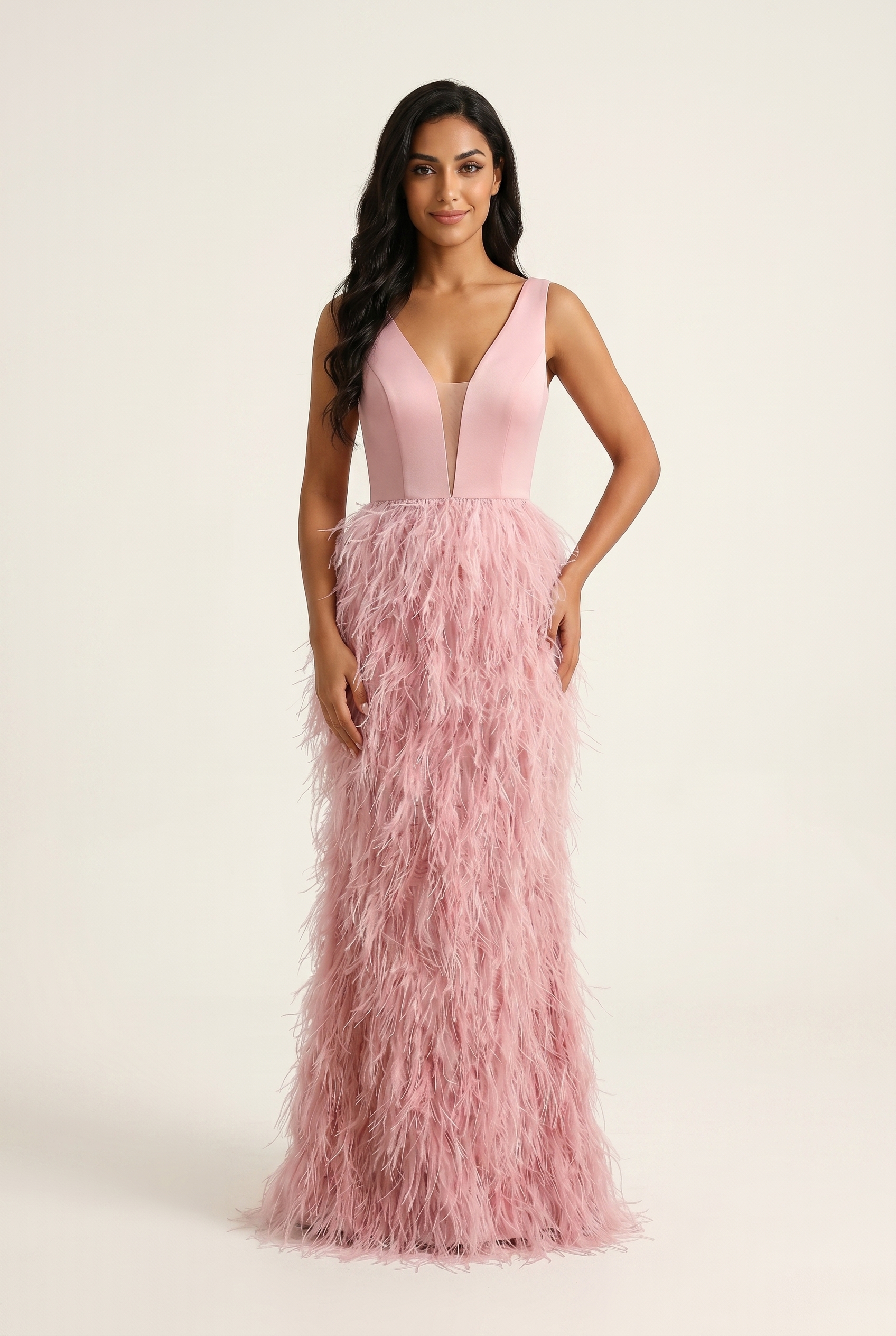 long sleeve short homecoming dresses Champagne Lace Prom Dress V-Neck Gown 