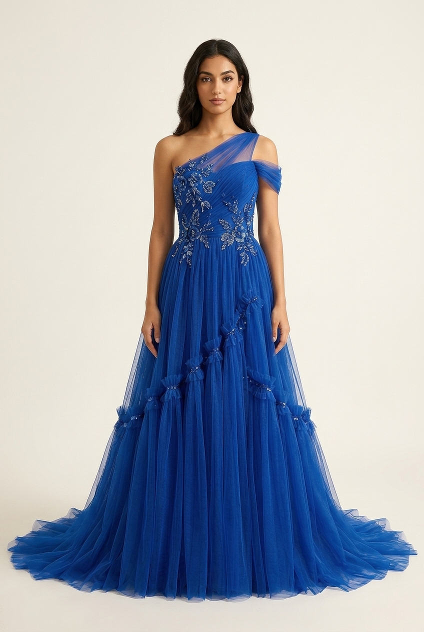 customize prom dresses Hi Low Tulle Extra Puffy Plus Size Gold / 14 Stunning Mermaid Satin Prom Dress with a romantic Off green and blue prom dress